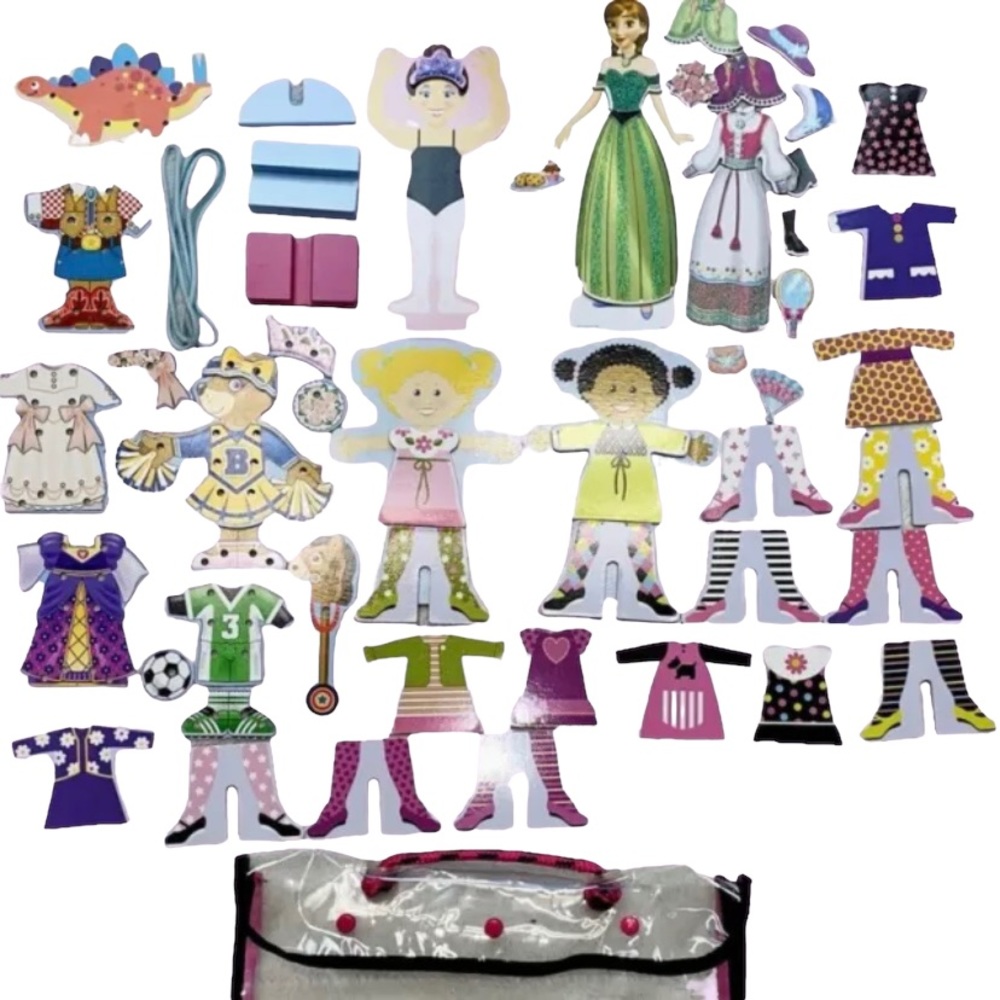 MELISSA AND DOUG WOODEN DOLL MAGNETIC DRESS UP (LOT OF 60 PIECES)